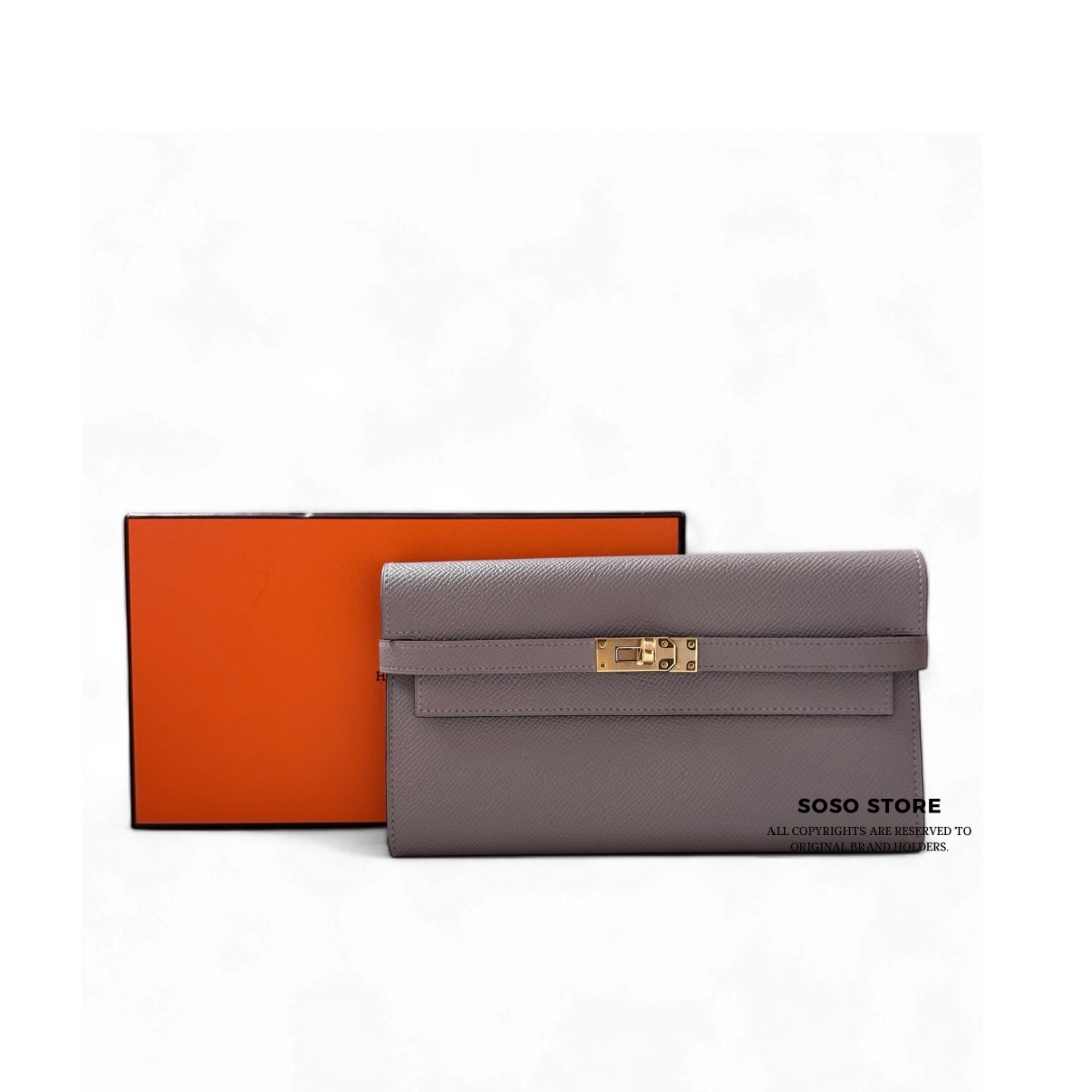 Hermes Epsom Kelly Short Wallet - Asphalt / Ghw