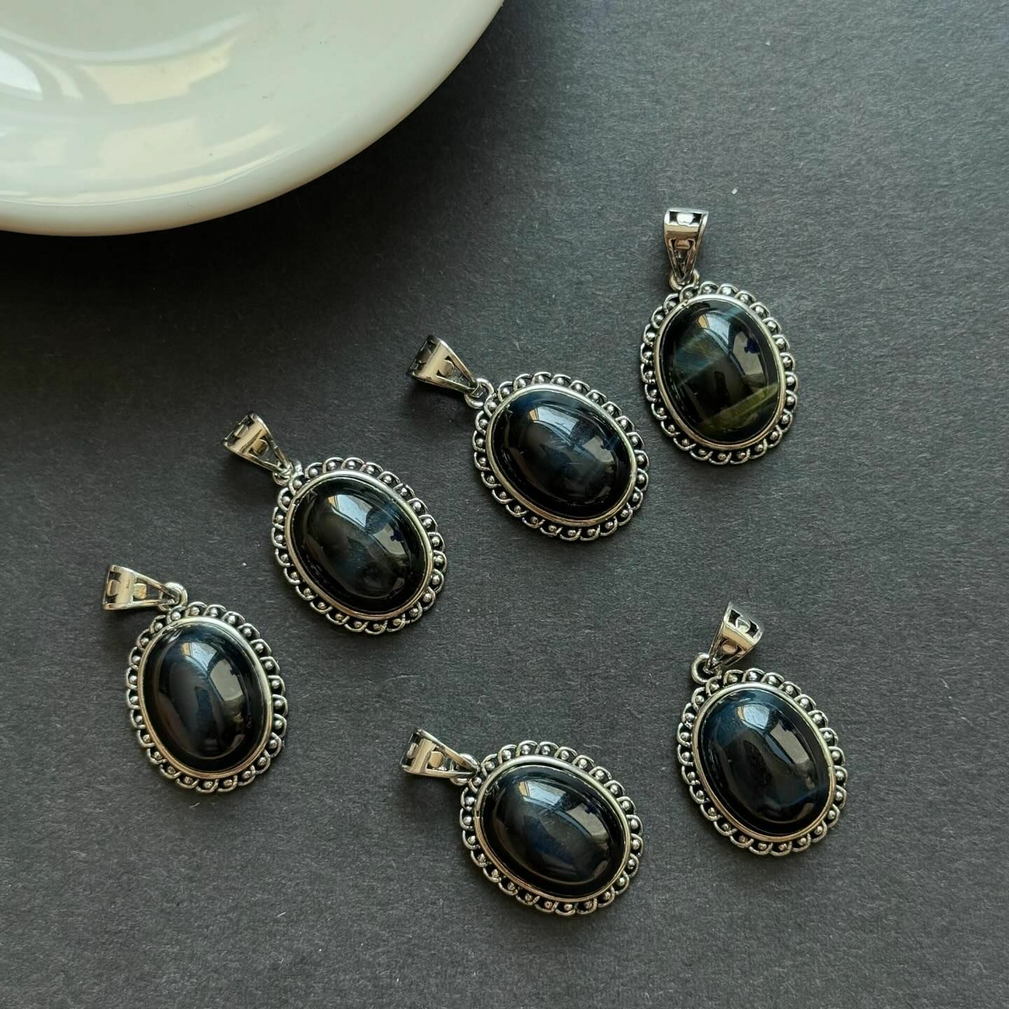 [原石] 藍虎眼石 水晶項鍊吊墜