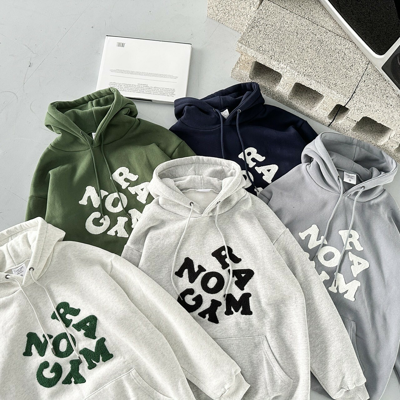 NOR字母內刷毛帽Tee（5colors）