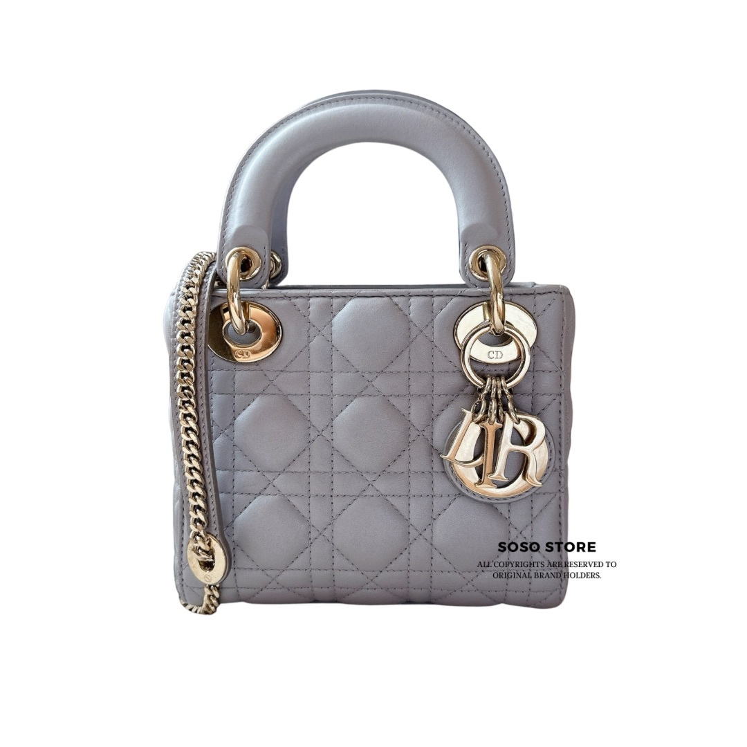 Dior Lady Dior Mini Bag - Grey / Ghw
