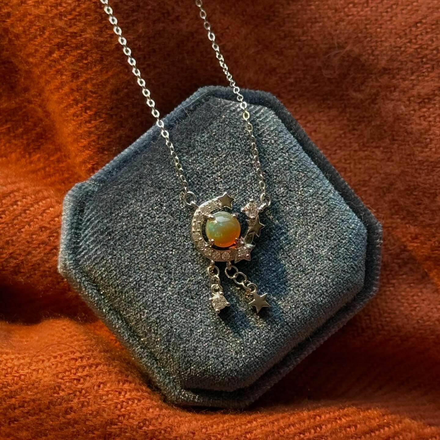 [原石]  衣索比亞蛋白石 925銀項鍊 E01