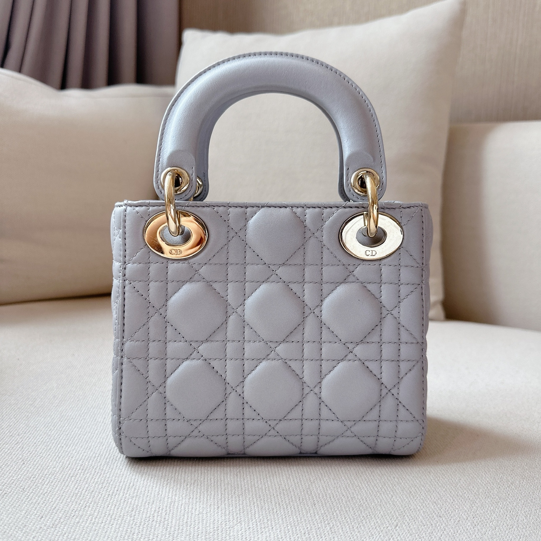 Dior Lady Dior Mini Bag - Grey / Ghw