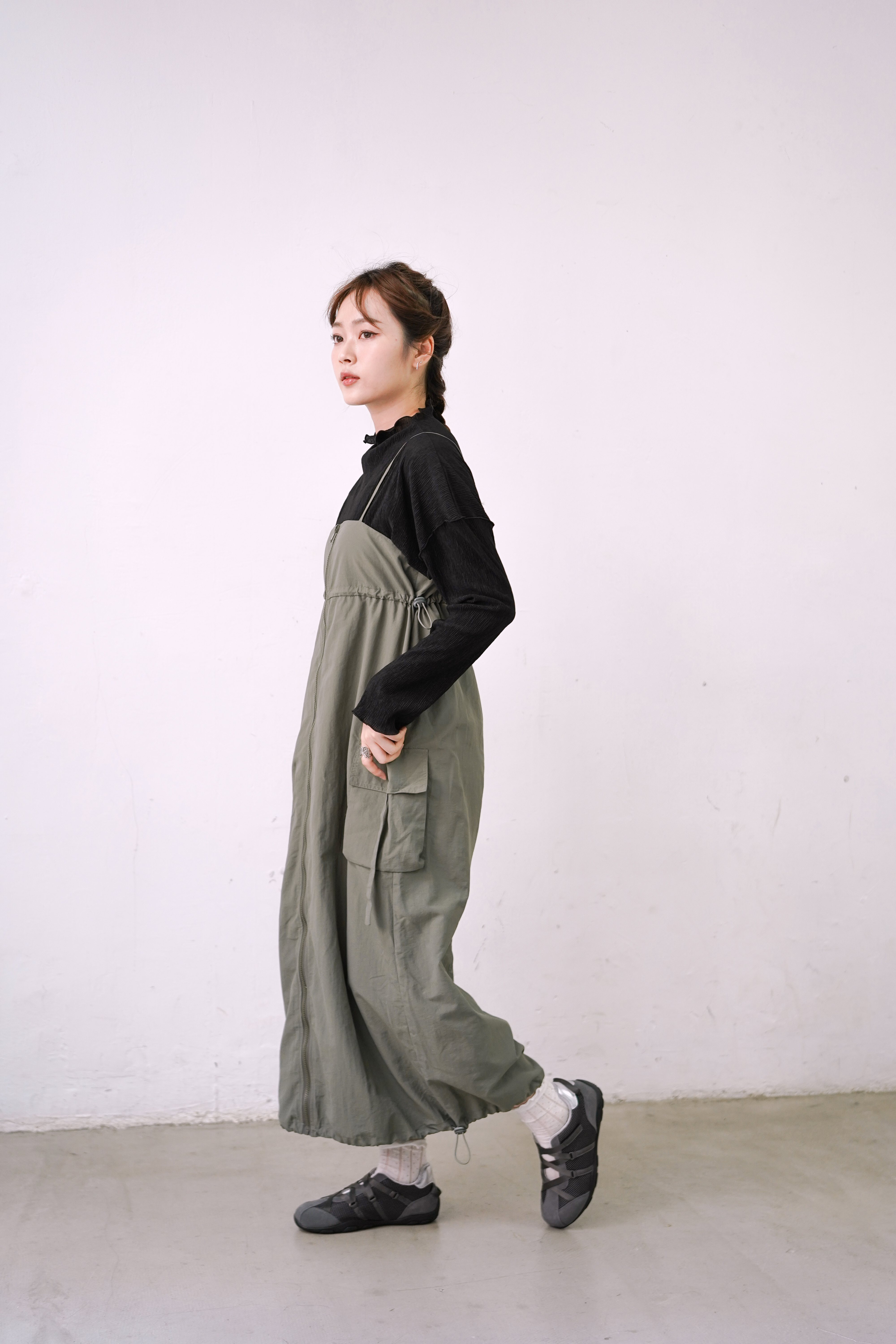 尼龍工裝連身裙 - OP43338