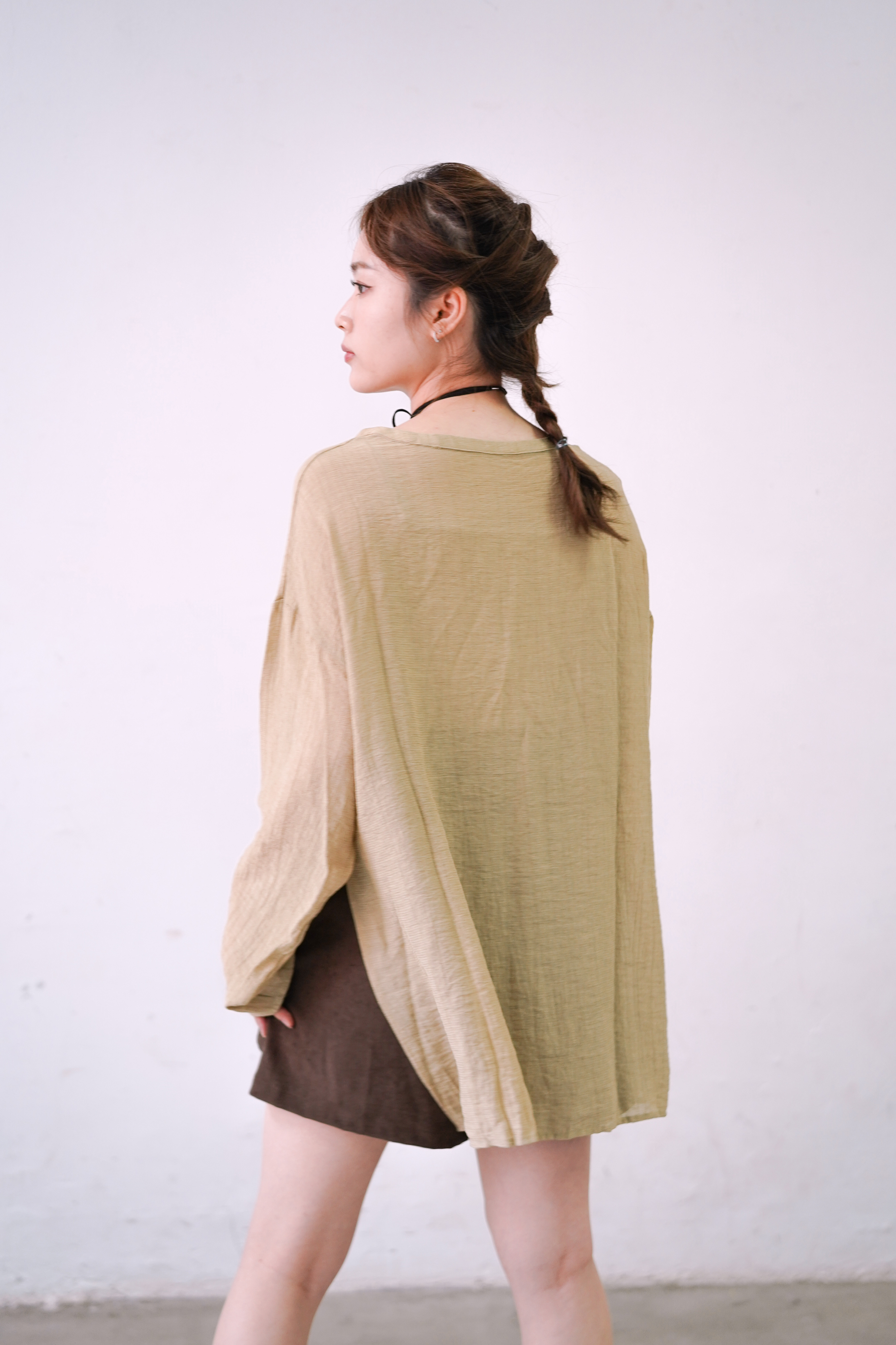 肌理感摺皺寬鬆上衣 - 10006