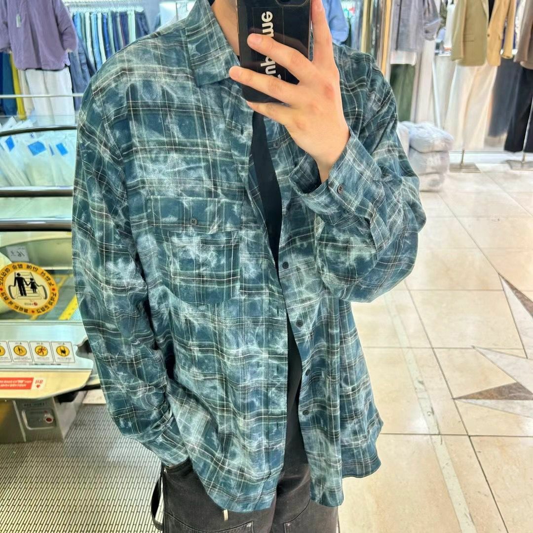 紮染格仔長袖恤衫 DEAN-034S