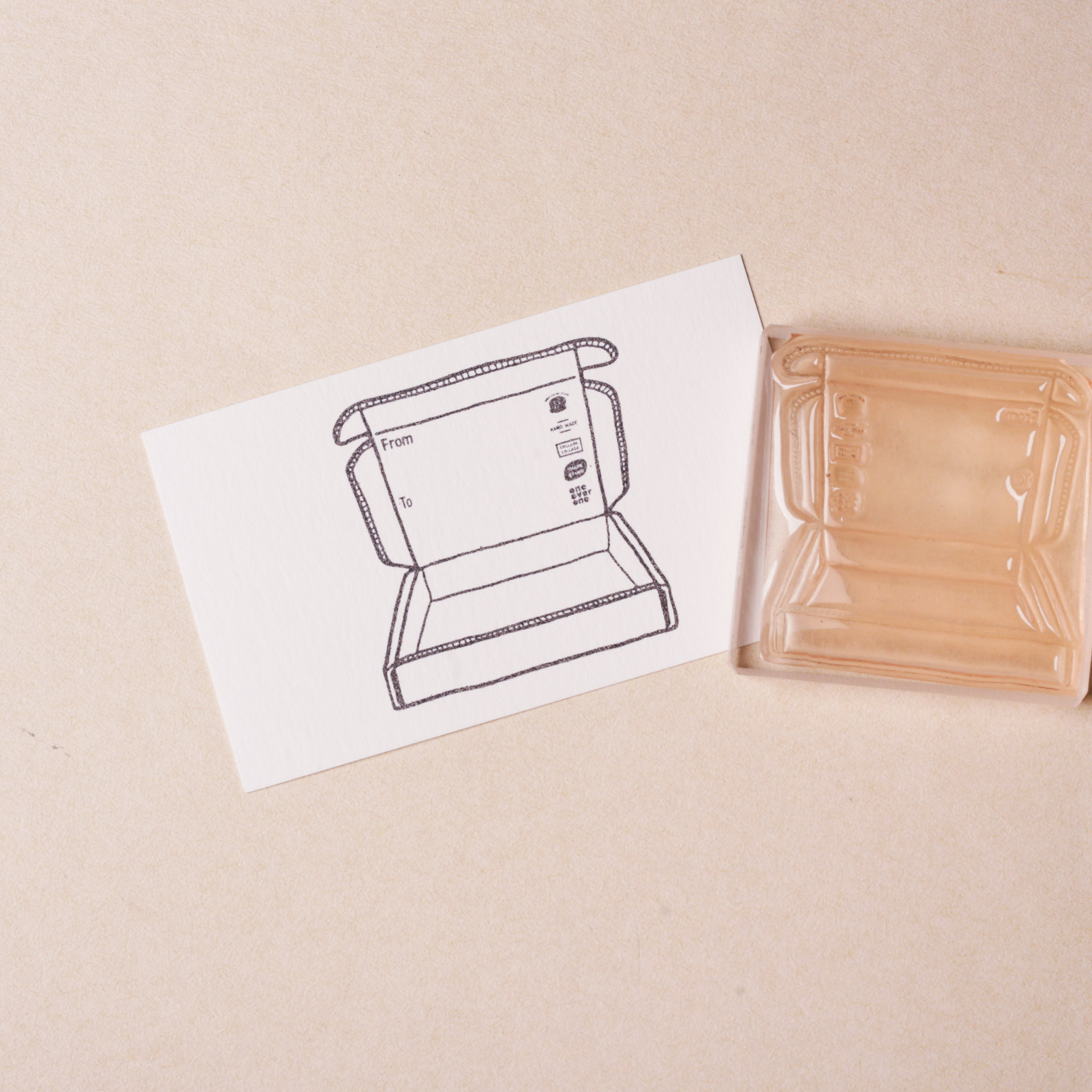 售完絕版 打開的紙盒 膠版印章｜一分之一工作室 臺灣