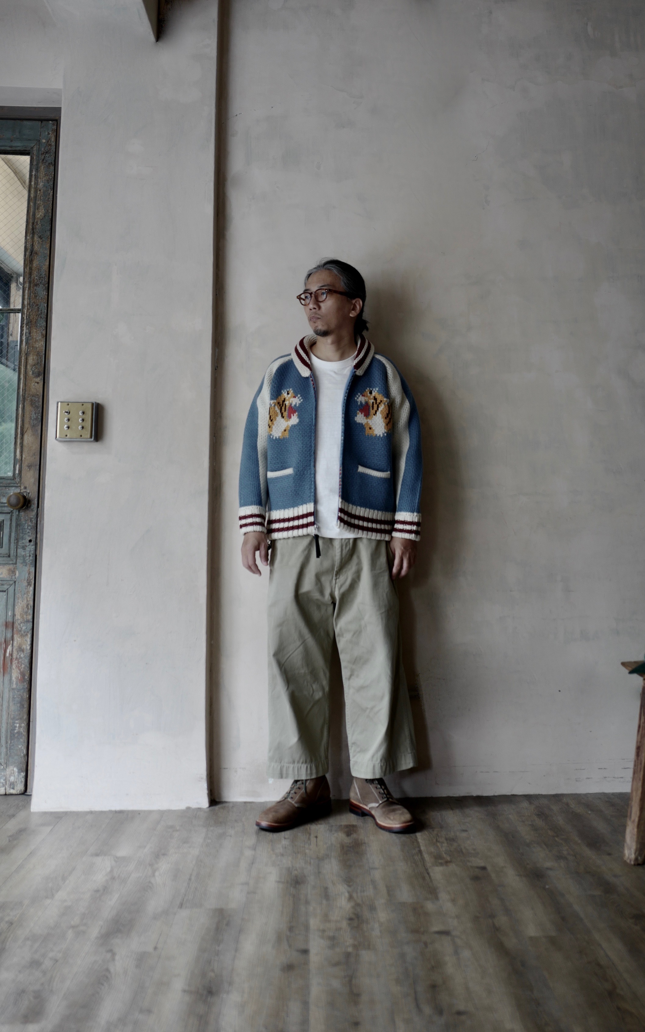 Houston COWICHAN SWEATER (TIGER) / Light Blue