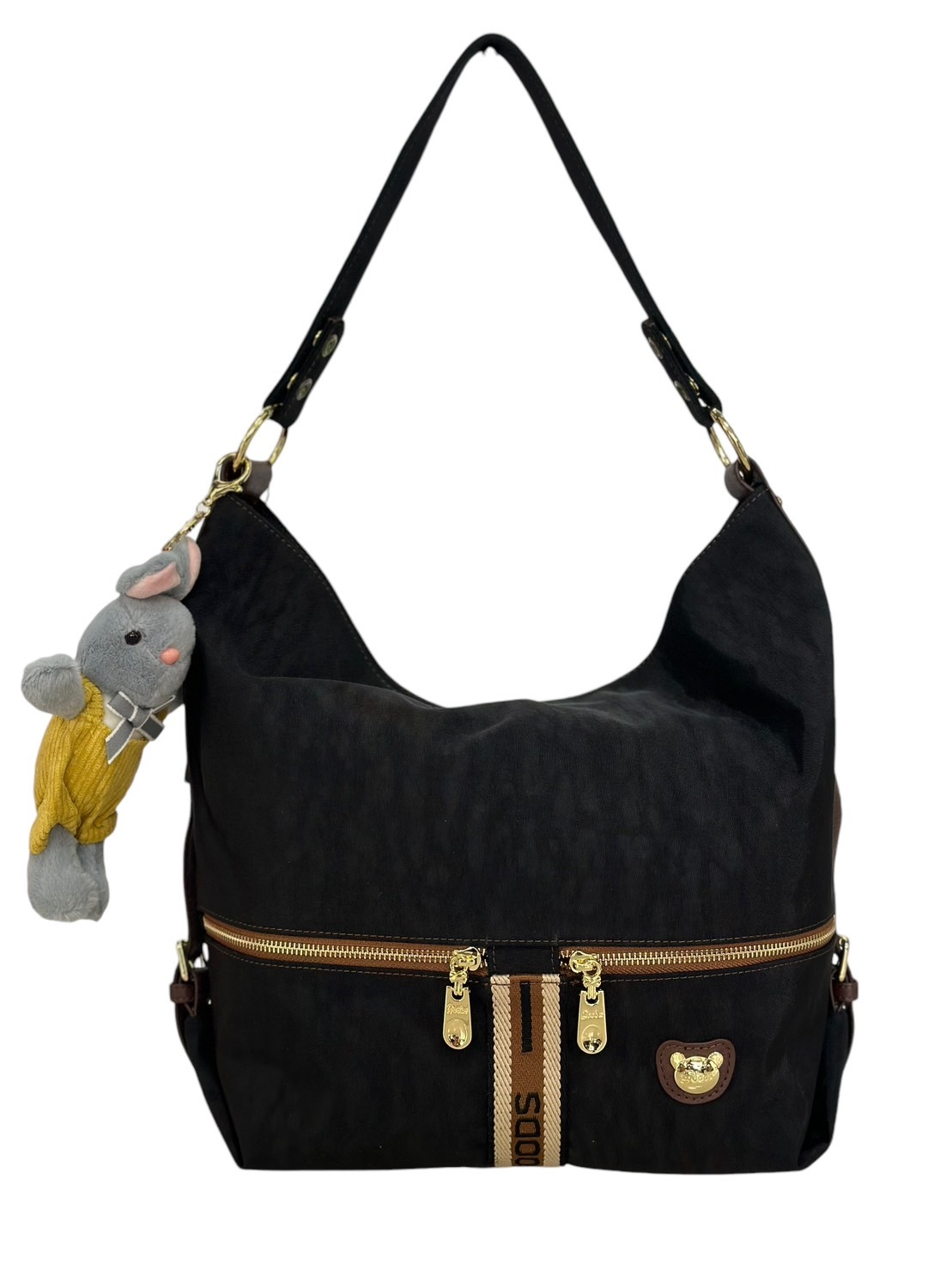 GOODS 卡其織帶 防潑水肩背包 / 側背包 附贈小熊吊飾 2289