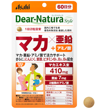 日本 Asahi Dear-Natura 瑪卡×鋅 60日｜410mg瑪卡＋7mg鋅・男性活力補給・每日代謝支持