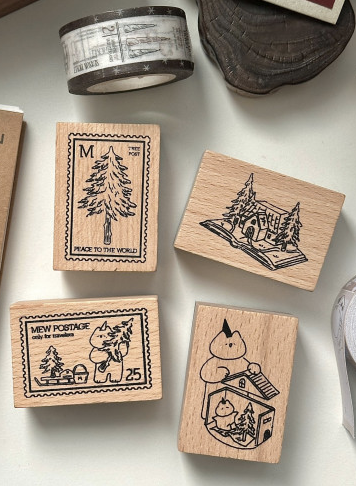 Mewmewbeam｜貓貓復古木頭印章 Ver.4（共四種）