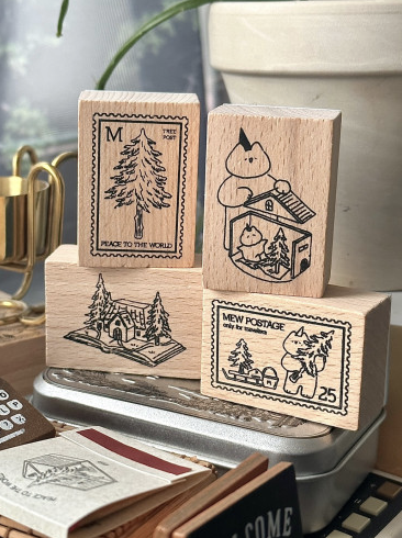 Mewmewbeam｜貓貓復古木頭印章 Ver.4（共四種）