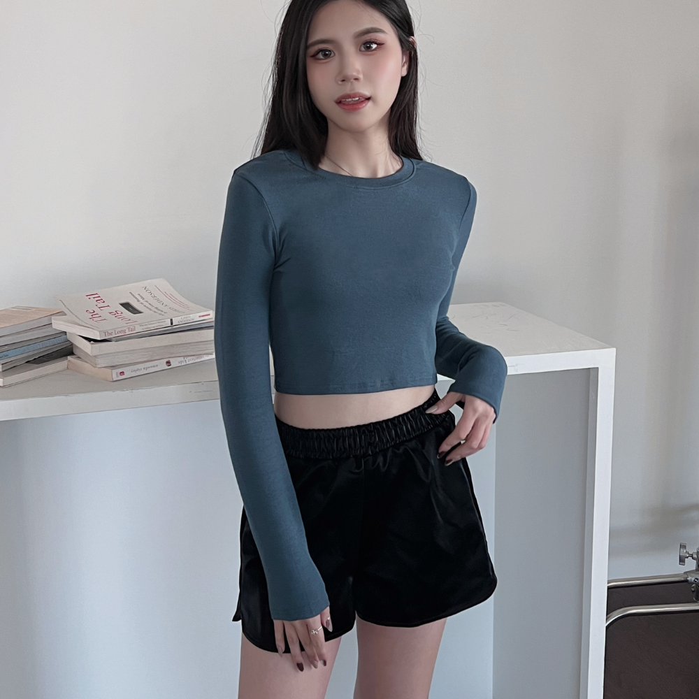 【DOMISS自訂】百搭超軟Q! 長袖圓領上衣-5色 長袖T恤(現貨)