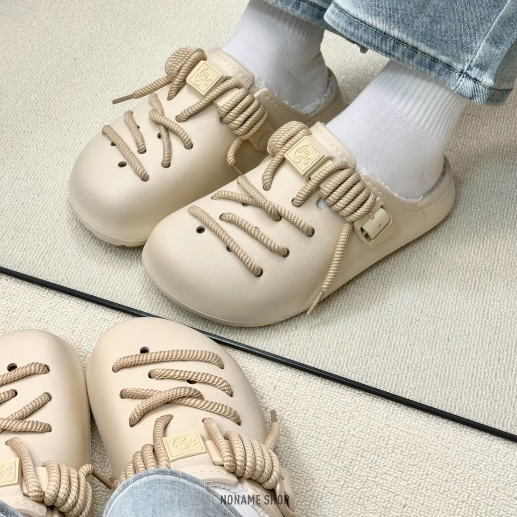 JIFFFLY DIY 綁帶 戶外 毛毛 洞洞鞋 加絨款 四色 (男/女款)