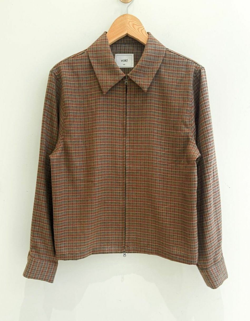 反領格仔拉鍊外套 VOID-047JK