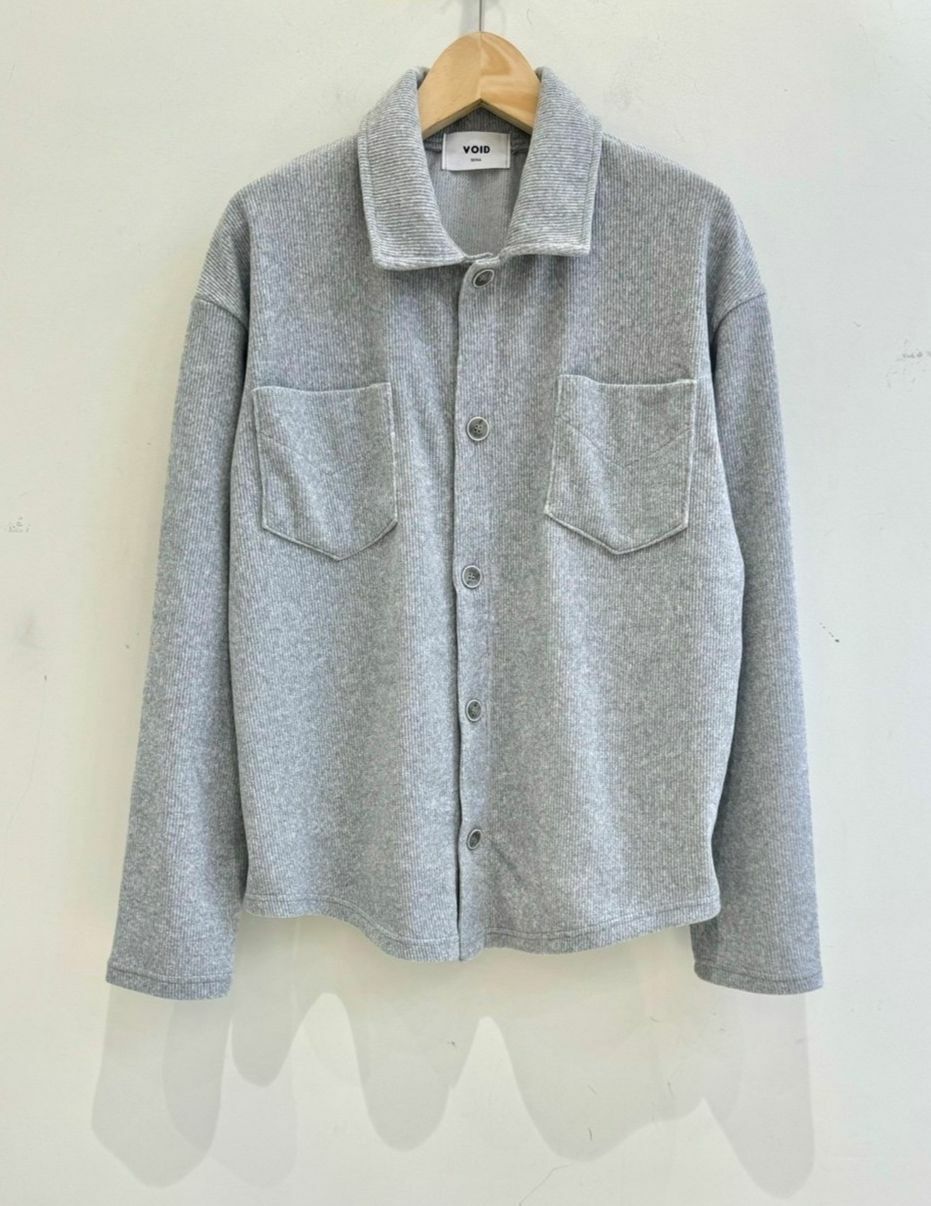 淨色暗直紋長袖恤衫 VOID-048S