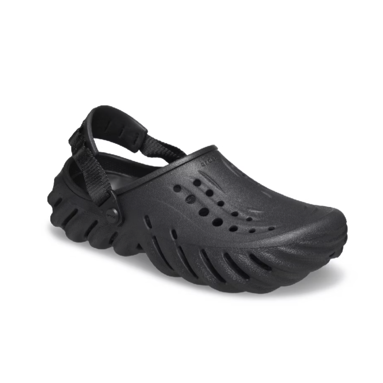 -(C4c)-CROCS ECHO CLOG 洞洞鞋 軟膠鞋 黑色-207937-001