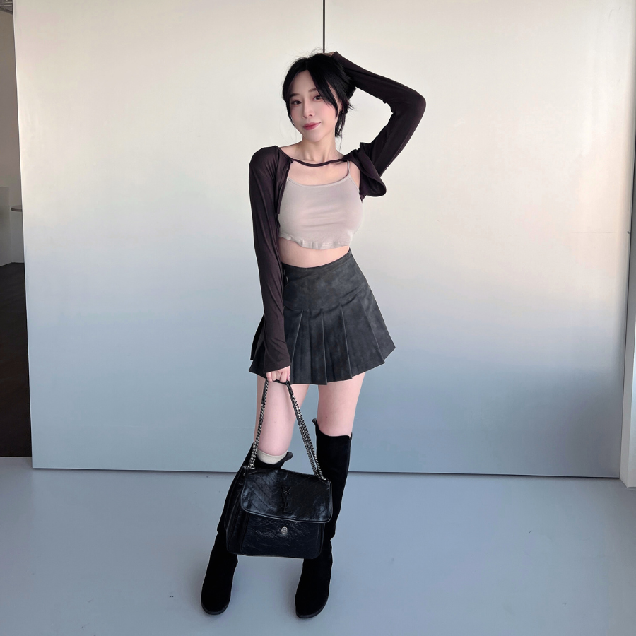 【DOMISS自訂】綁繩外罩+吊帶背心 兩件套上衣-2色 (現貨)