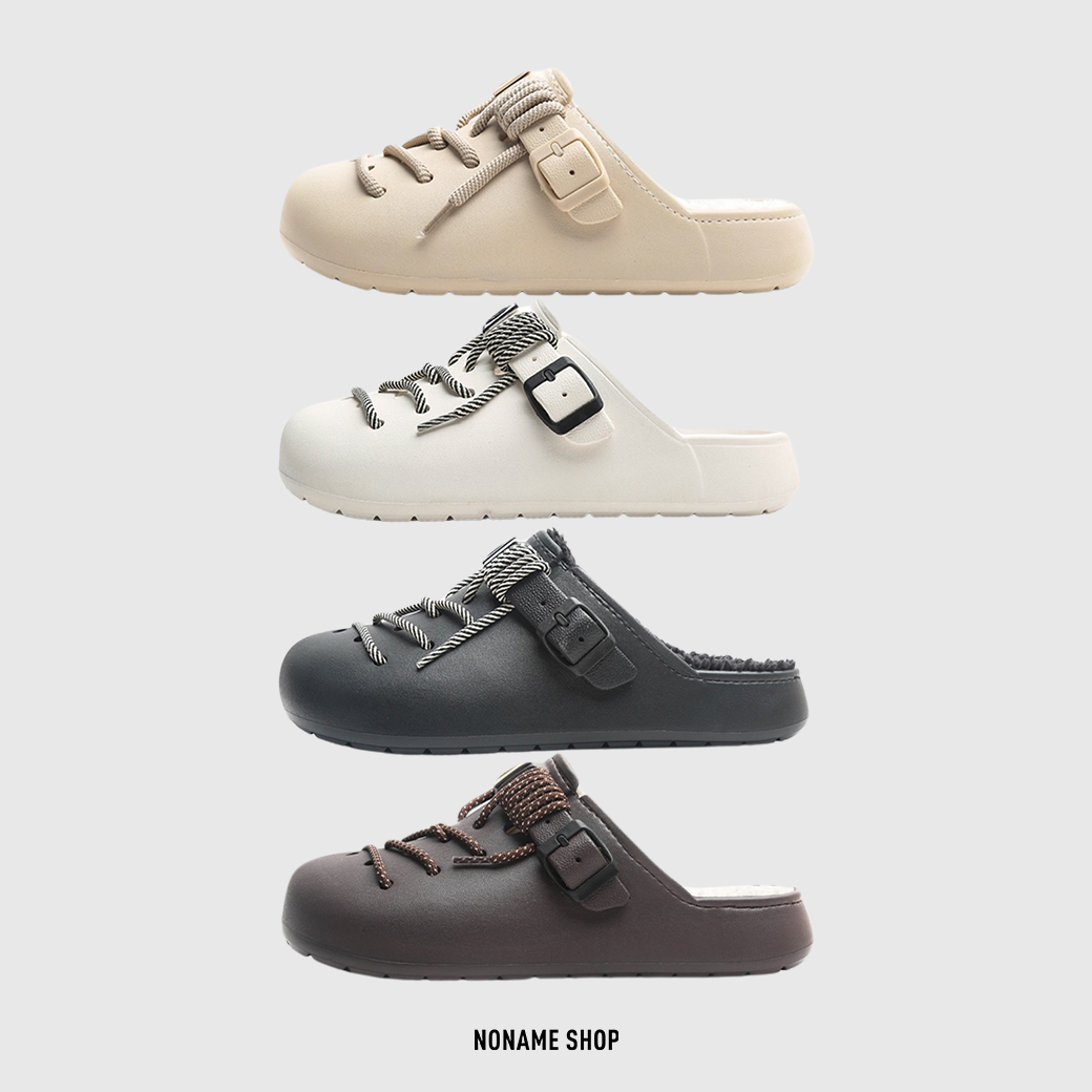 JIFFFLY DIY 綁帶 戶外 毛毛 洞洞鞋 加絨款 四色 (男/女款)