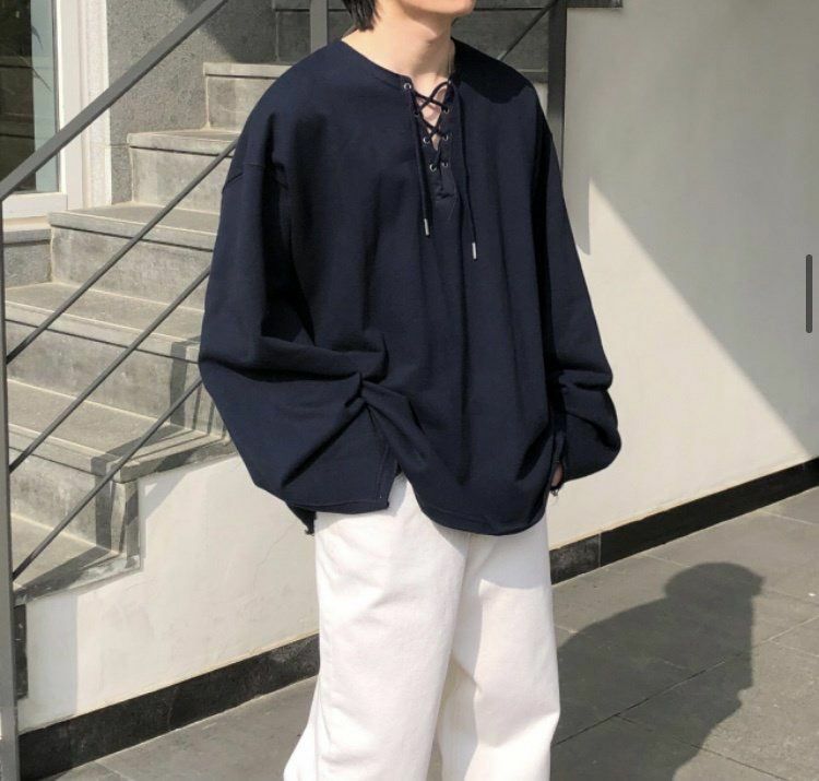 淨色綁繩長袖衫 VOID-056T