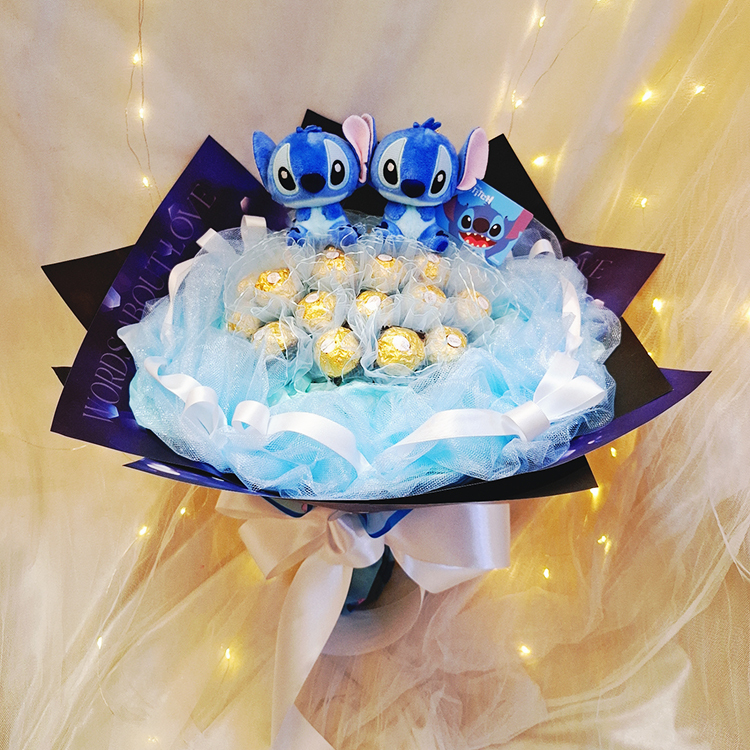 2支史迪奇+21朵金莎花束