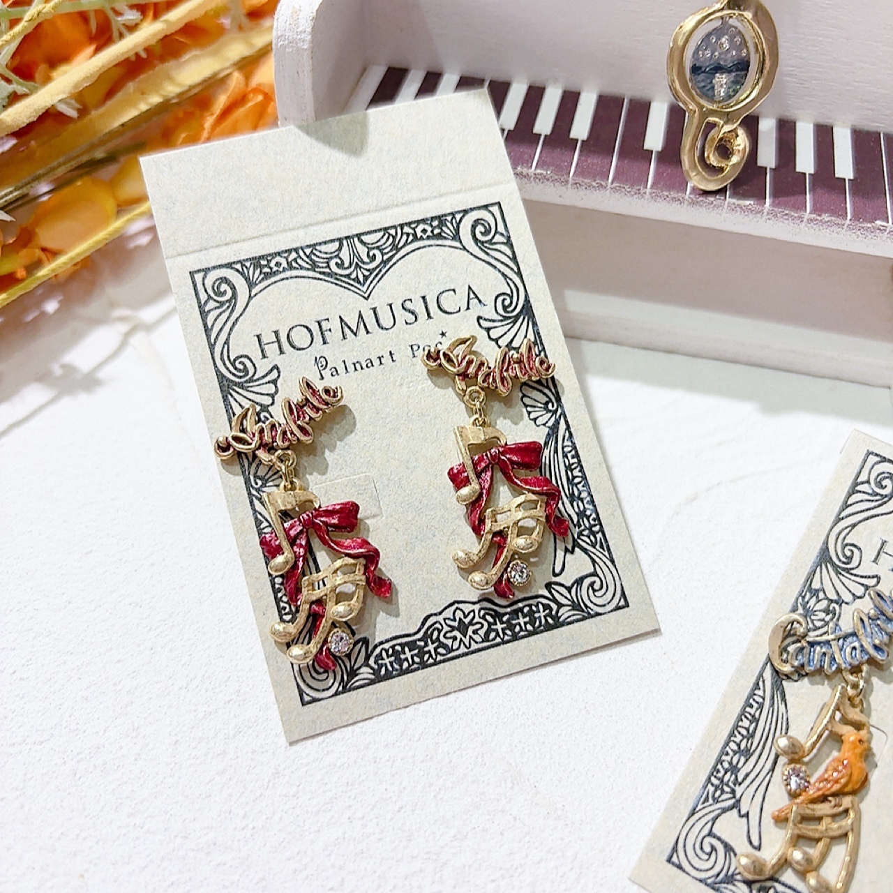 絲帶配合音符飄揚舞動耳環