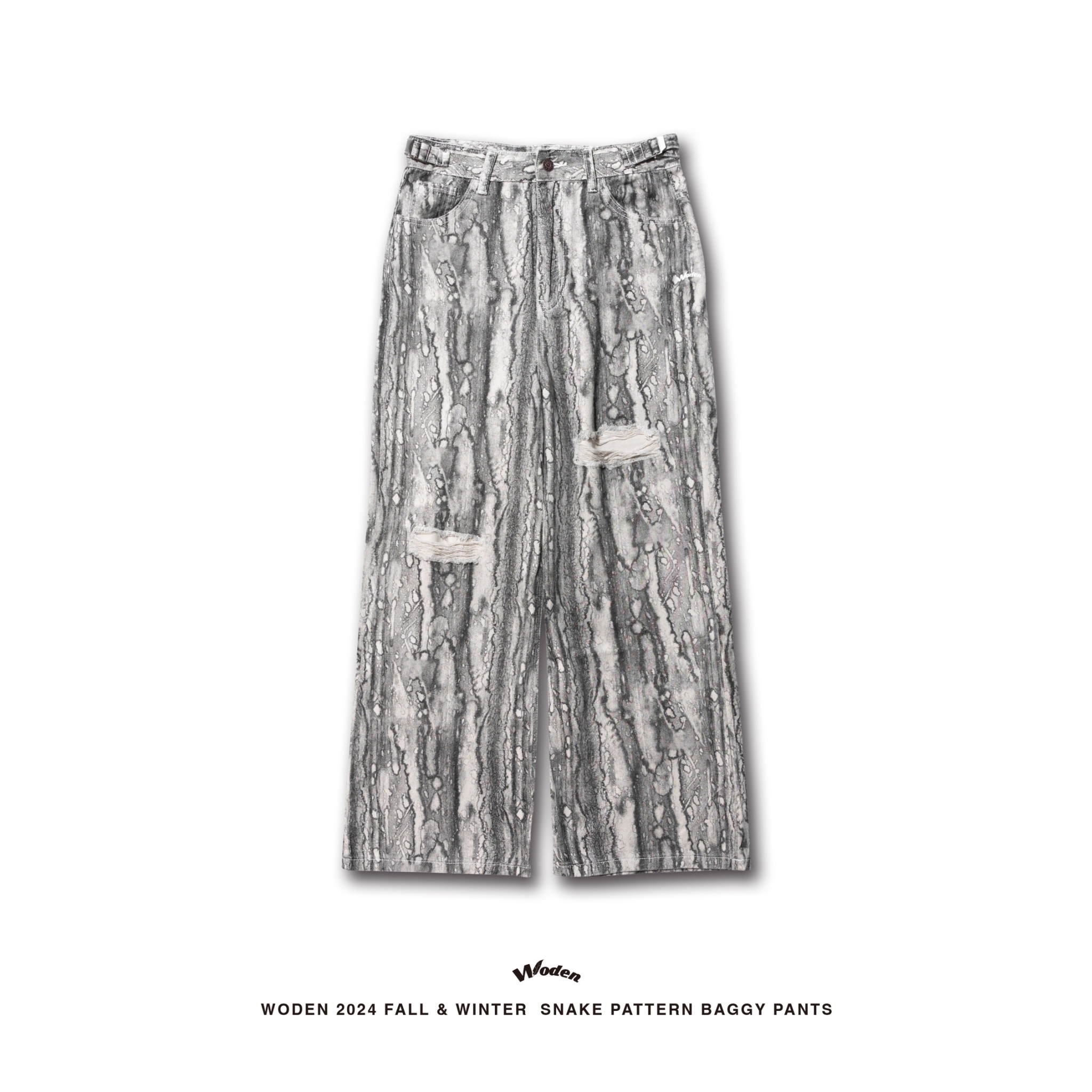 WODEN 2024 Fall & Winter 030  Snake Pattern Baggy Pants