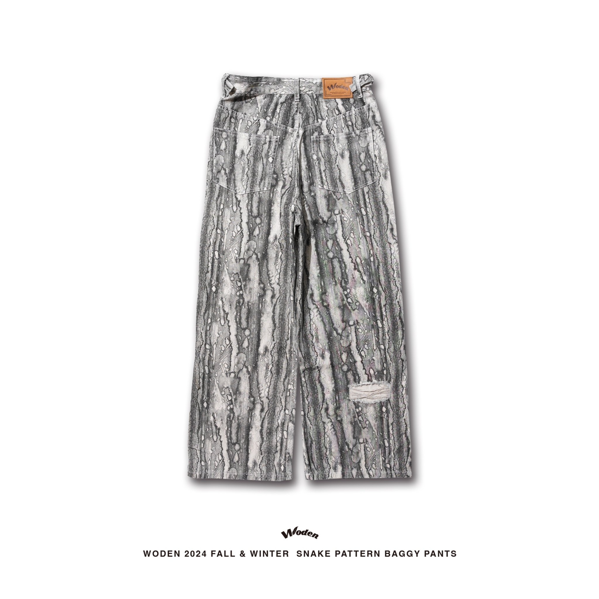 WODEN 2024 Fall & Winter 030  Snake Pattern Baggy Pants