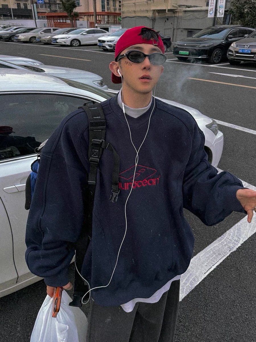 Aurocean 復古少年感500克重磅撞色加絨衛衣