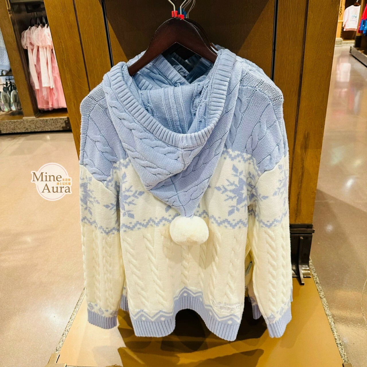 艾莎 Elsa 雪花圖案 編織麻花 連帽 長袖 毛衣 上衣 冰雪奇緣 Frozen -上海迪士尼樂園