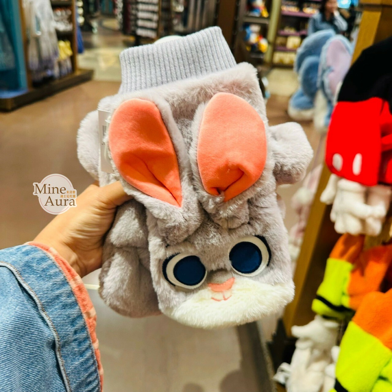 哈茱蒂 Judy 兔 大頭絨毛 造型 保暖 露指 手套 動物方城市 Zootopia -上海迪士尼樂園