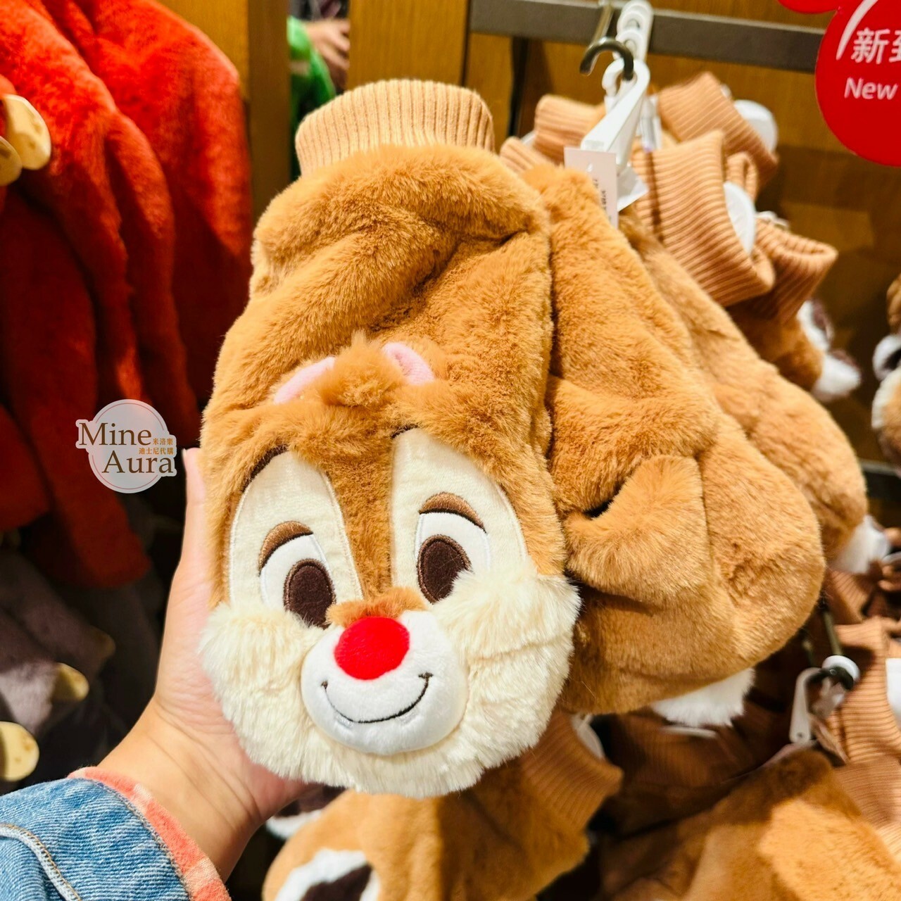 紅鼻 蒂蒂 Dale 大頭絨毛 造型 保暖 露指 手套 奇奇蒂蒂 Chip 'n Dale -上海迪士尼樂園