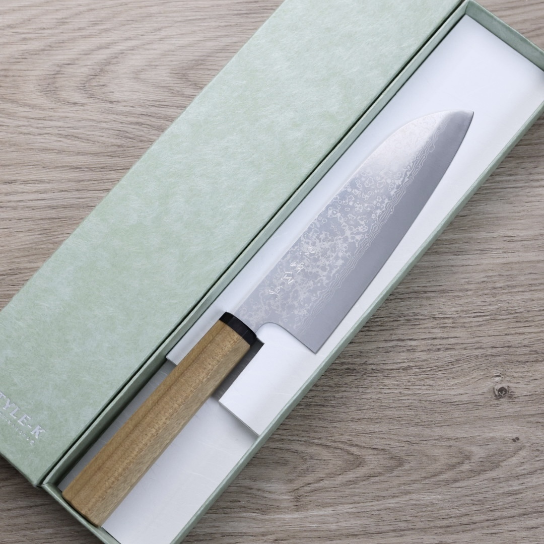 黑崎真 三德刀 170mm VG10Ｗ鋼 大馬士革