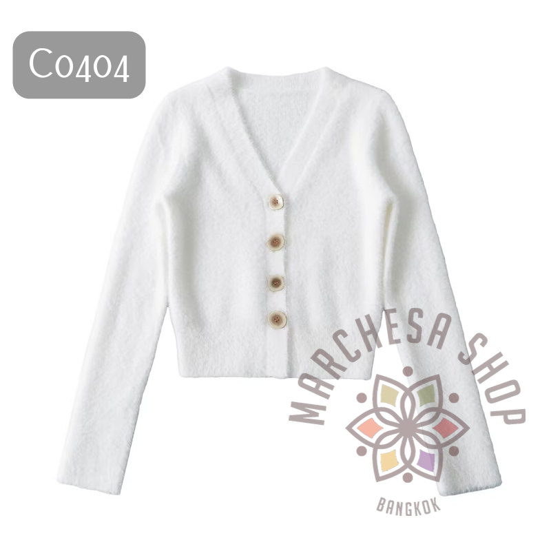 C0404- 初秋簡約兔毛鈕扣短外套