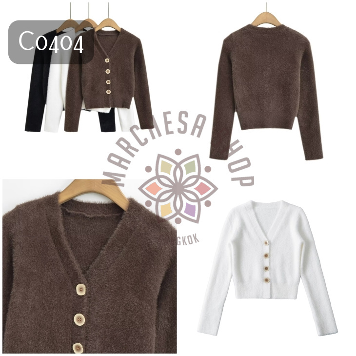 C0404- 初秋簡約兔毛鈕扣短外套