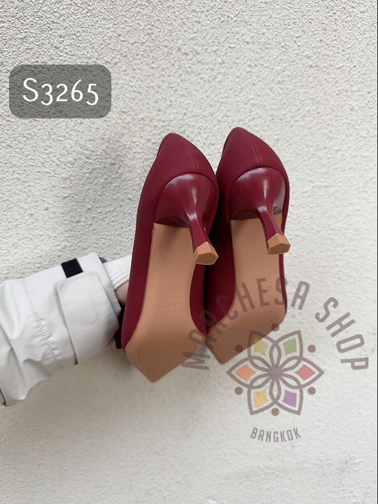 S3265 - 羊皮磨沙扭蝴蝶結尖頭高踭鞋