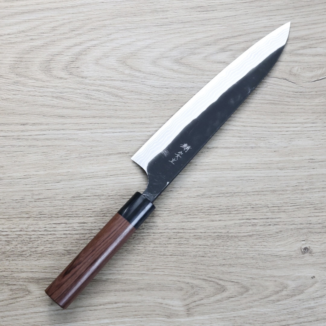 安立打刃物 牛刀 210mm 白紙鋼 黑打 墨流