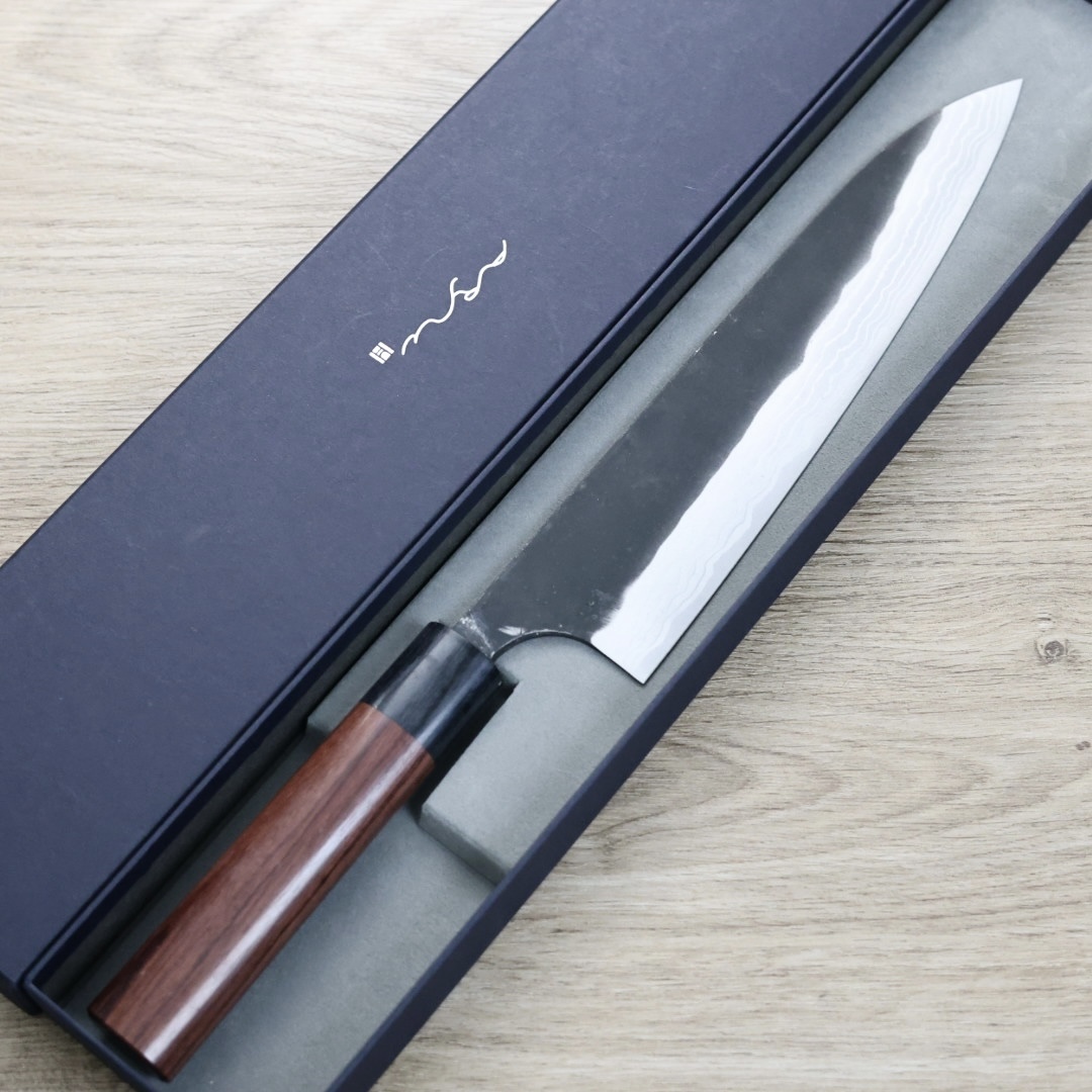 安立打刃物 牛刀 210mm 白紙鋼 黑打 墨流