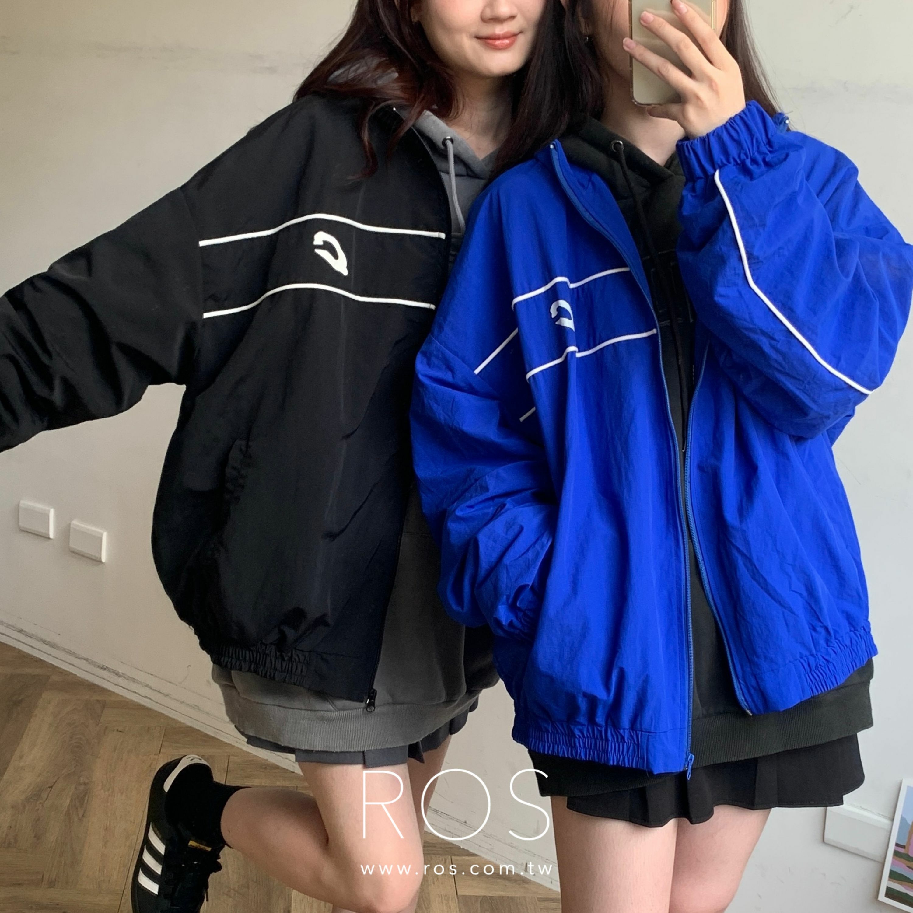 半高領C字織帶 線條外套 (2colors)