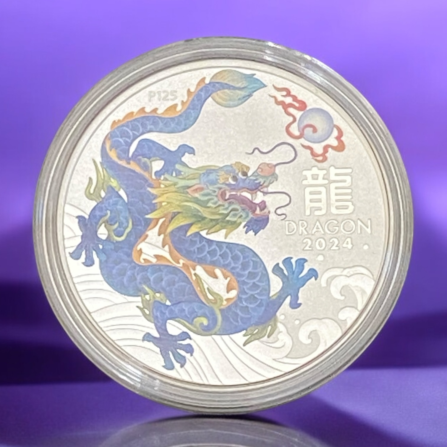 2024 Australia 1 oz Teal Colour Dragon, Year of the Dragon (99.99% silver) (3rd series)