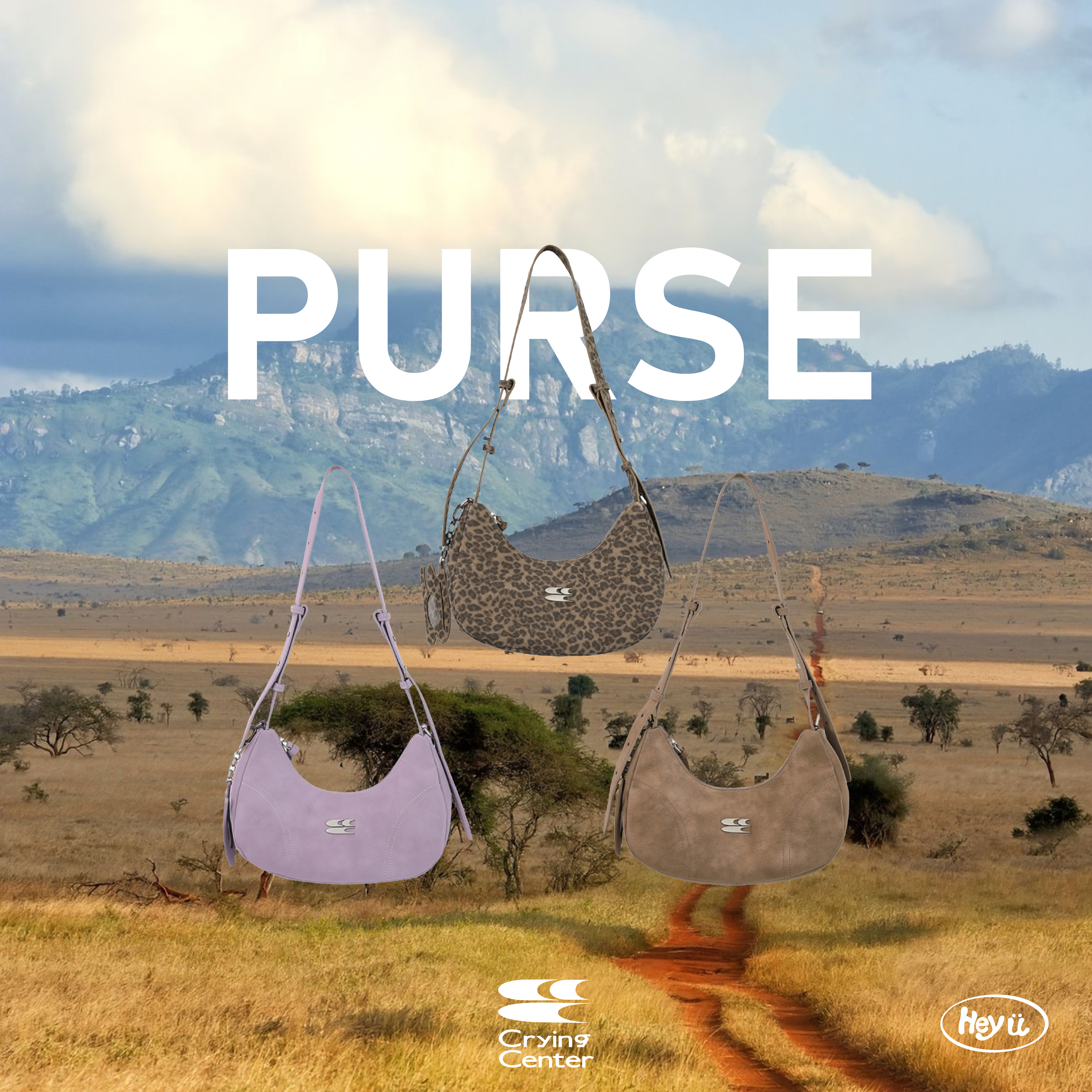 Crying Center 單肩斜跨包 (芋頭紫/泥棕色/豹紋)