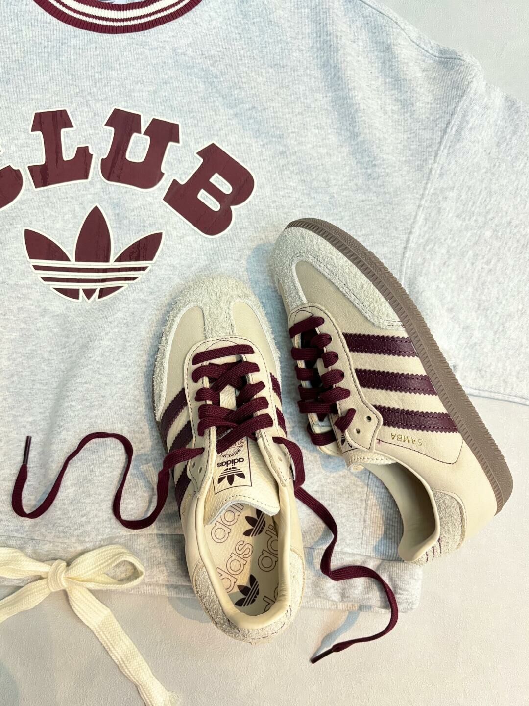 Adidas Originals Samba OG 米白色 酒紅色 麂皮 復古 德訓鞋 IG1987/預購