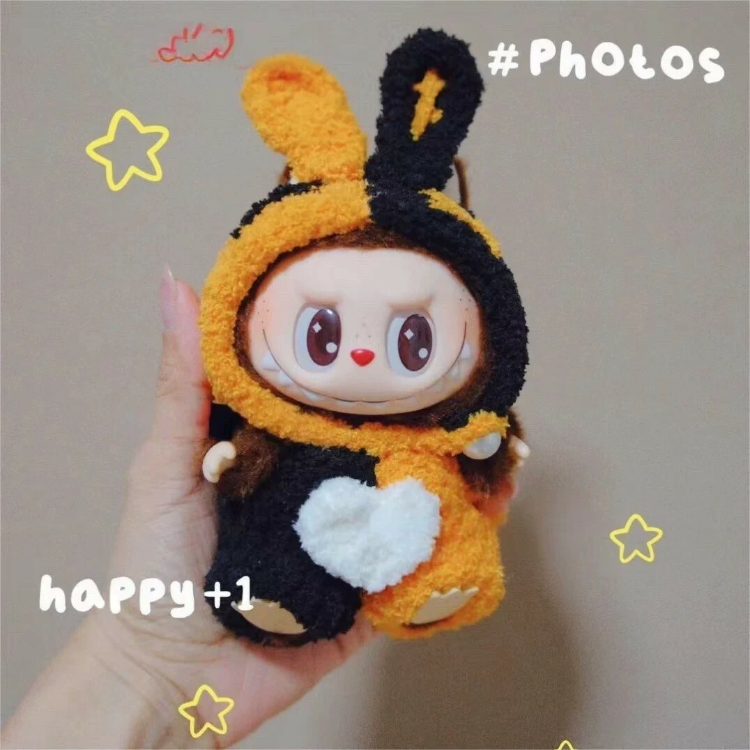 拉布布 LABUBU 坐坐派對 吊飾專用服裝 兔耳造型黑橘配色套裝 (無附吊飾)