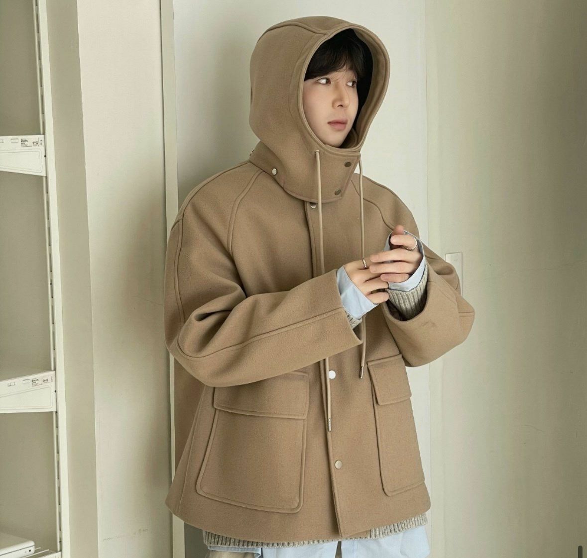 連帽開胸外套(帽可拆) VOID-071K