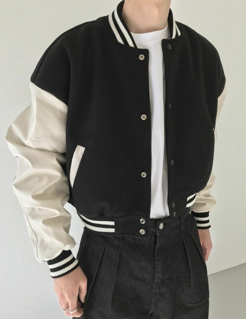 拼皮袖棒球褸 VOID-072JK