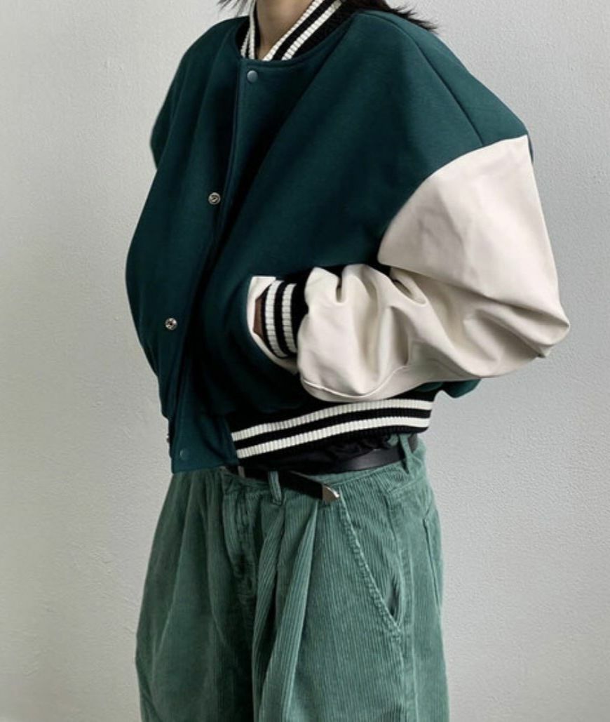 拼皮袖棒球褸 VOID-072JK