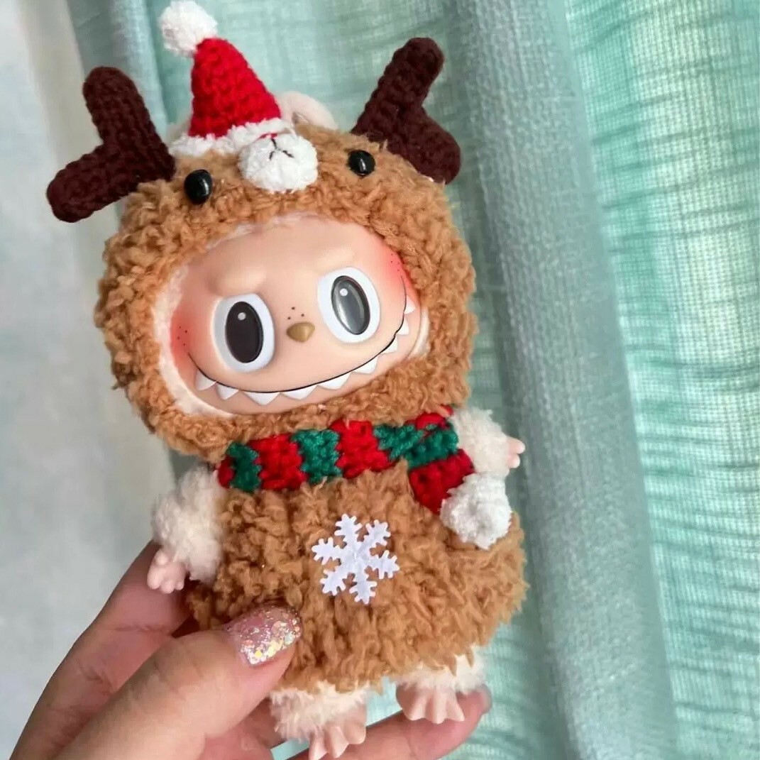 拉布布 LABUBU 心動馬卡龍 吊飾專用服裝 雪花聖誕帽鹿角造型麋鹿套裝 (無附吊飾)