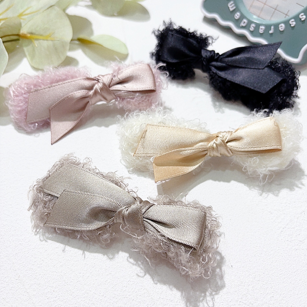 毛毛蝴蝶結髮夾