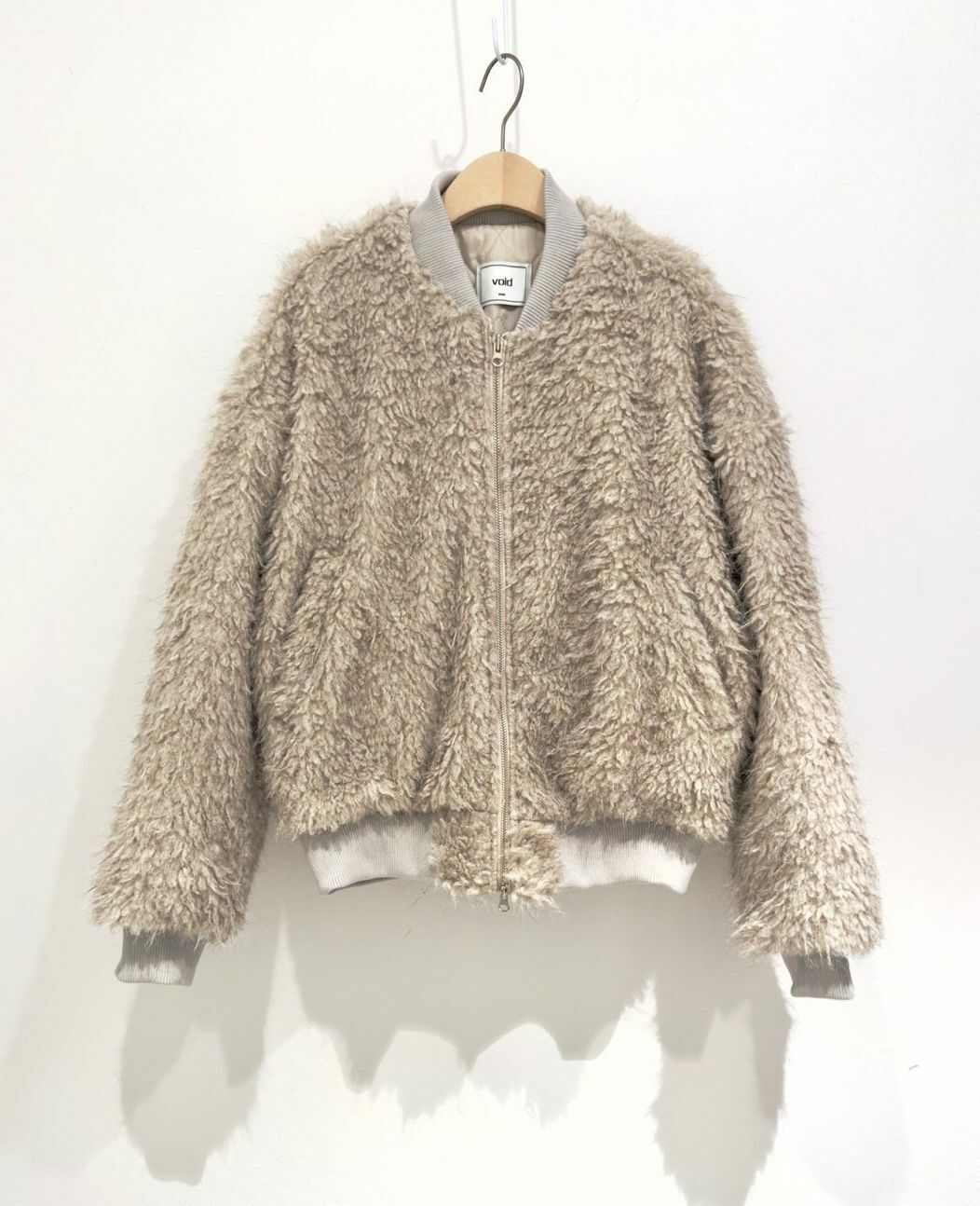 淨色拉鍊毛毛外套 VOID-074JK