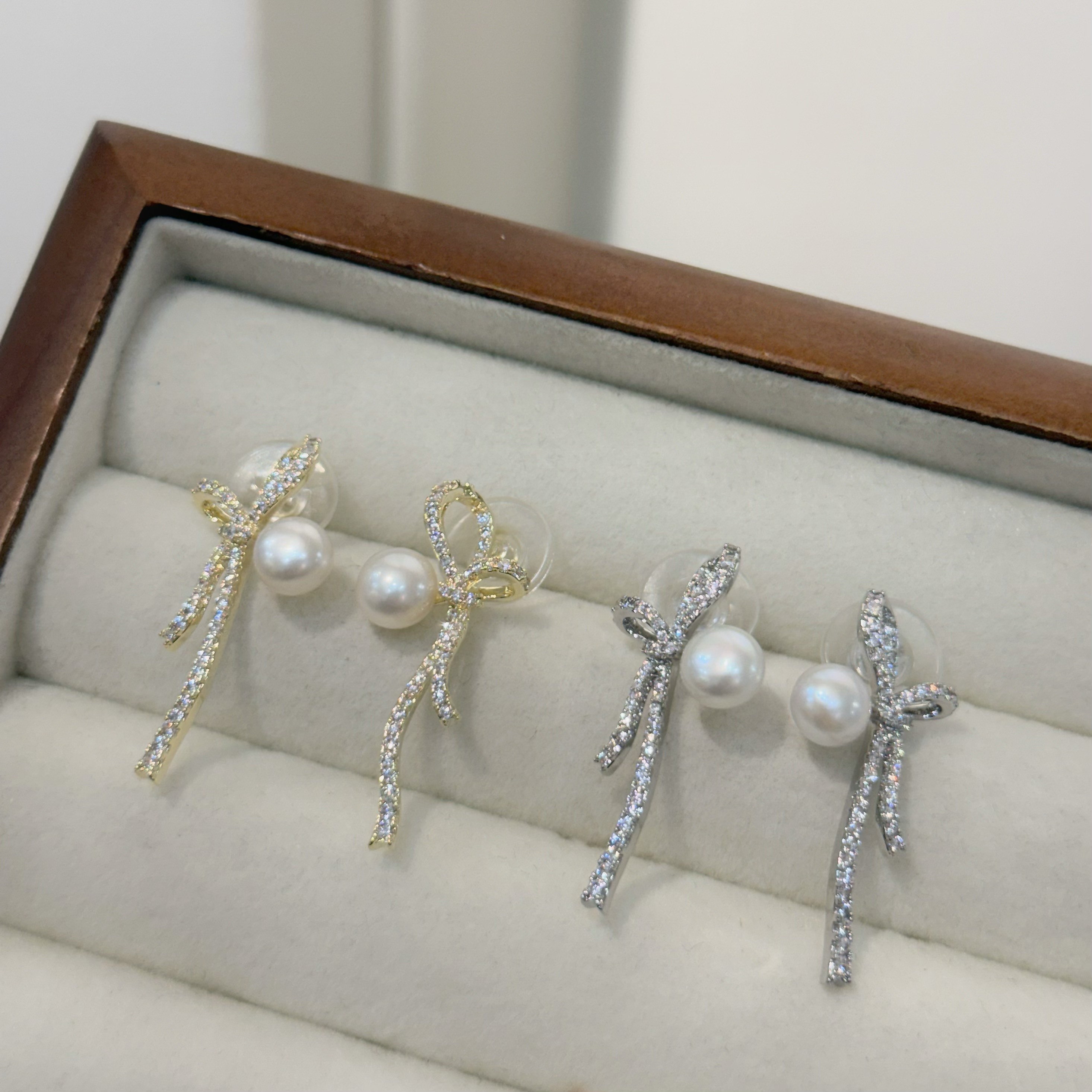 滿鑽扭結珍珠垂吊