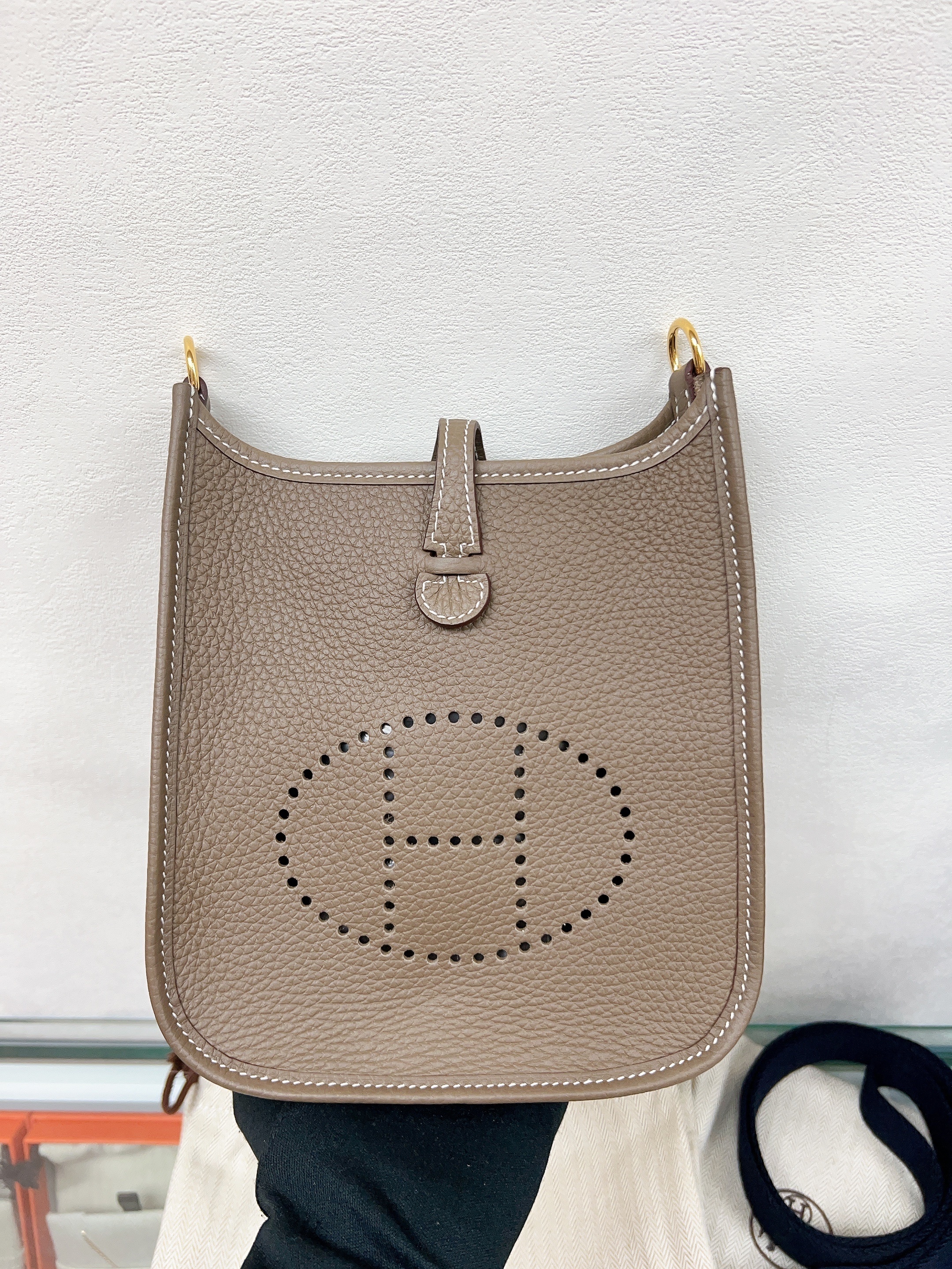 *Unused* Hermes mini evelyne/ etoupe GHW / stamp b